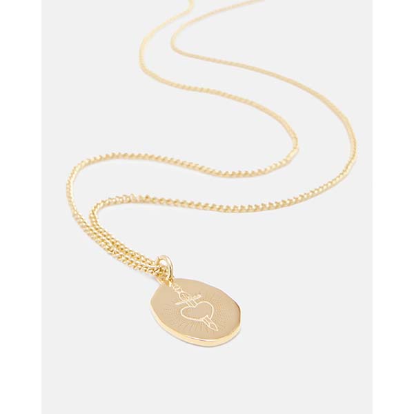 Allsaints Australia Womens Engraved Gold Vermeil Pendant Necklace Gold AU13-285